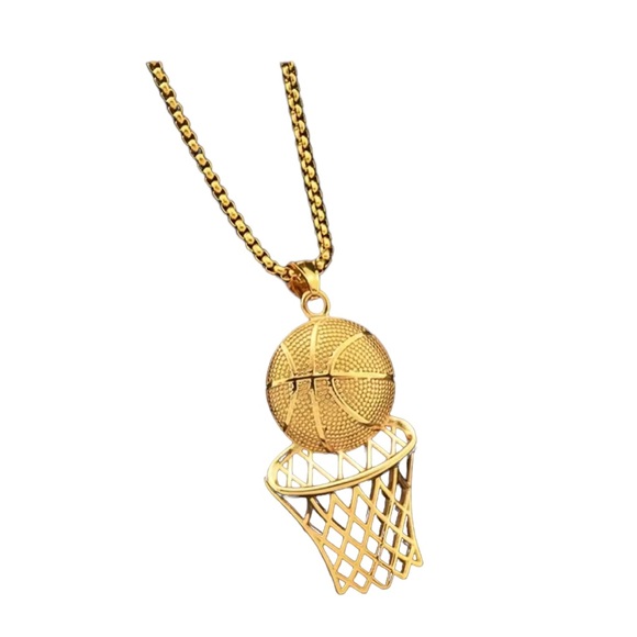 HOT DEAL!! 🔥 Gold Basketball Pendant Gold Chain Necklace - Picture 4 of 5